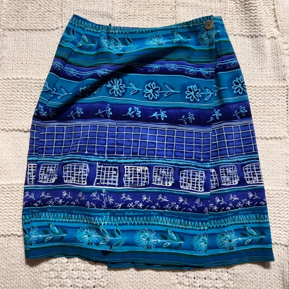 Vintage Coldwater Creek Blue Wrap Mini Skirt